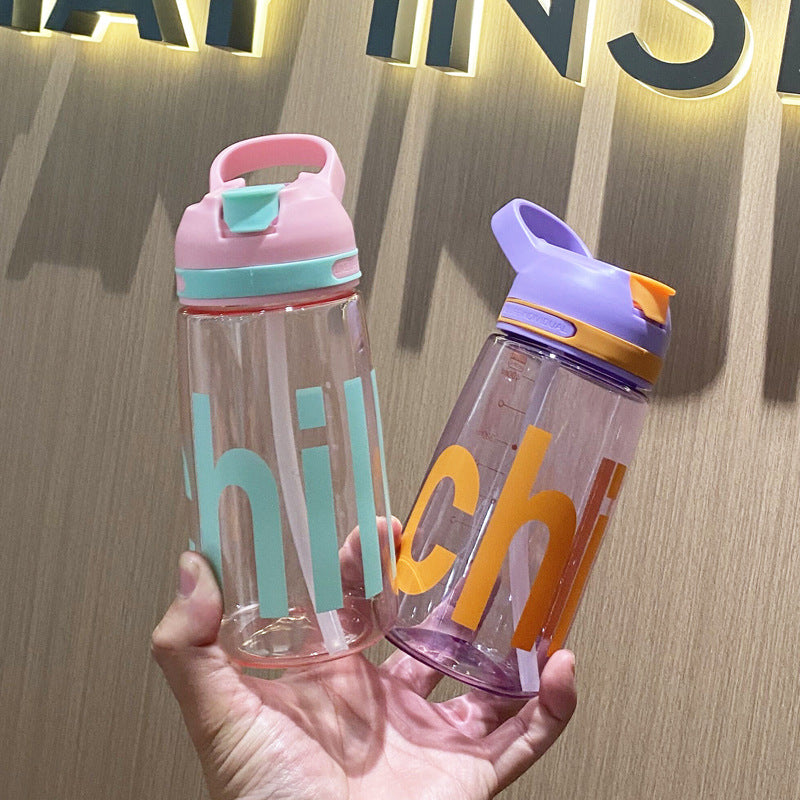 Children's Drinking Water Cup with Straw - Leak-Proof, 450ml, Multiple Colors