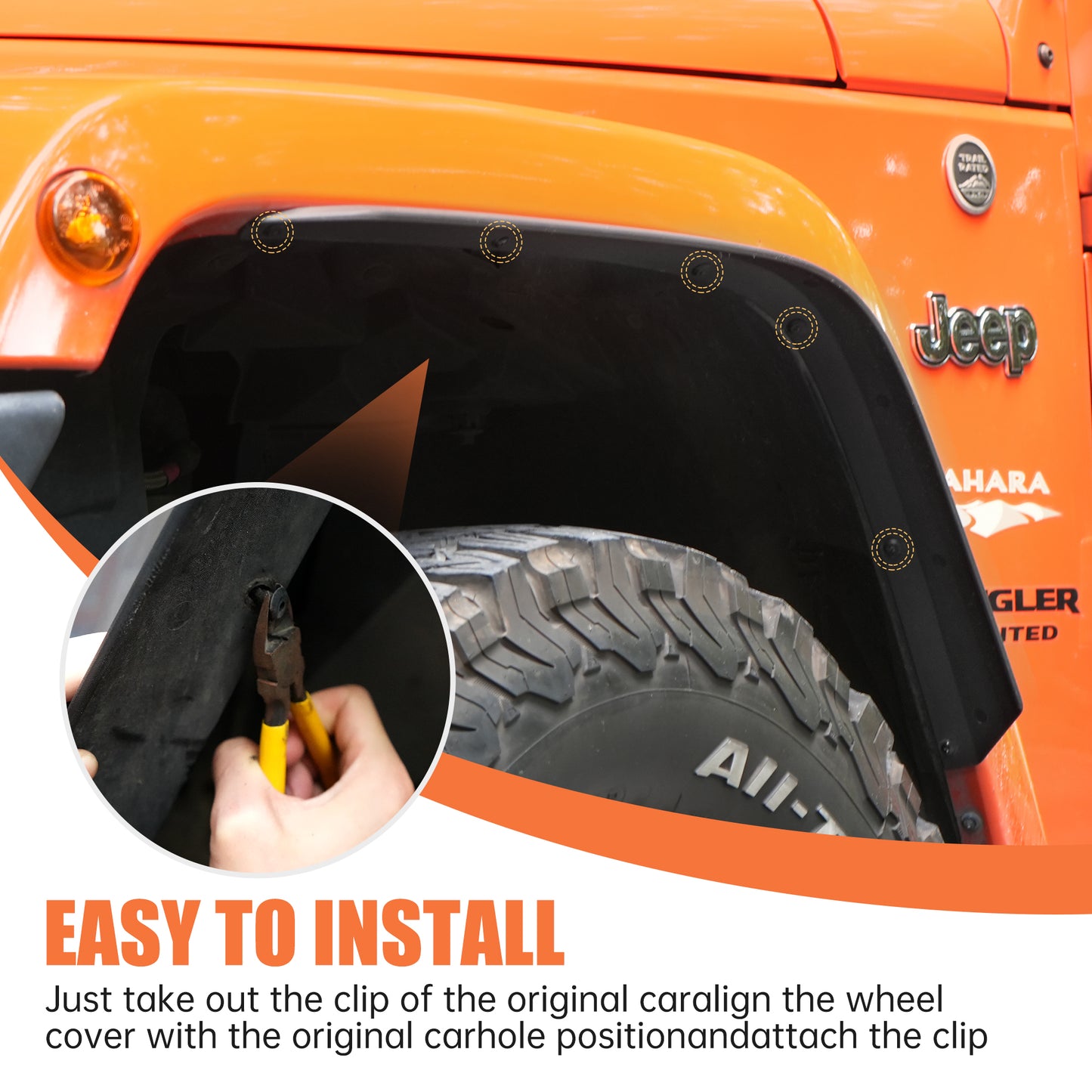 Front & Rear Fender Flares Compatible With 2007-2017 Wrangler JK JKU,