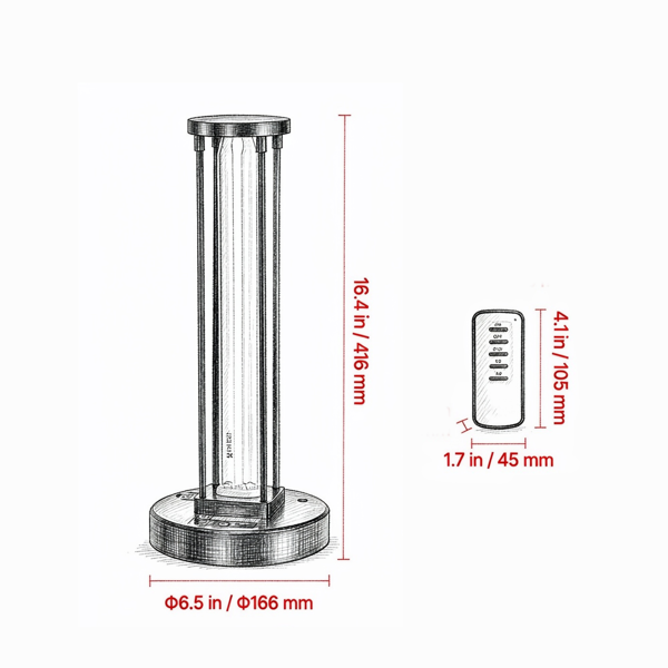 36W UV-C Ozone Lamp with Remote Control & 3 Timer Settings