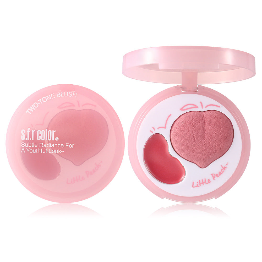 Heart-Shaped Blush Palette Dewy Skin Cream & Powder Makeup Set