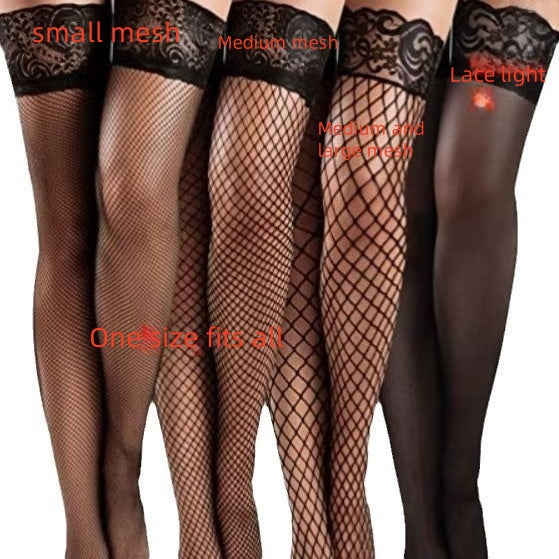 Plus Size Fishnet Stockings Mesh Tights - Non Slip Lace Thigh-Highs for Women