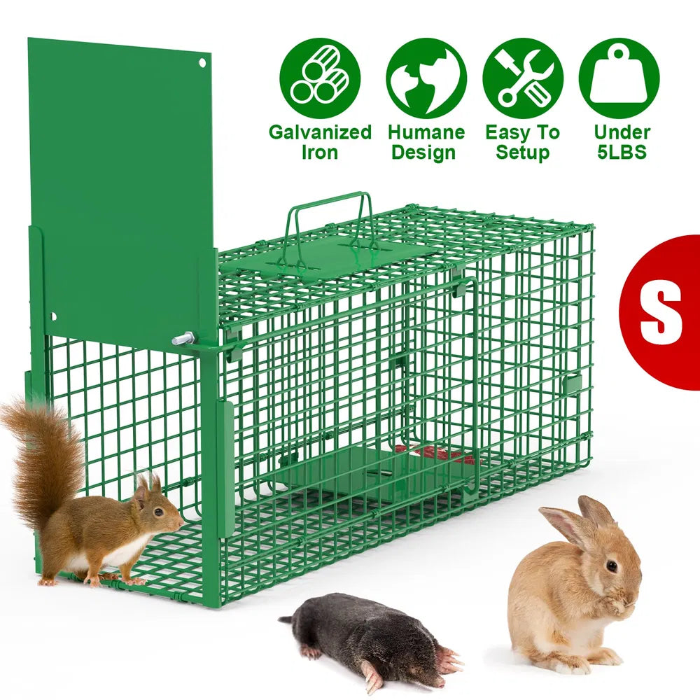 Humane Live Animal Cage Trap for Raccoons, Opossums & More