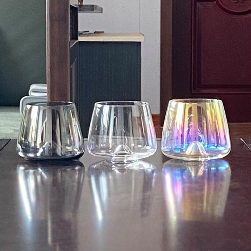 Crystal Glass Wine Cup with Concave Base - Stemless, Hand-Blown, Ideal for Bars & Hotels