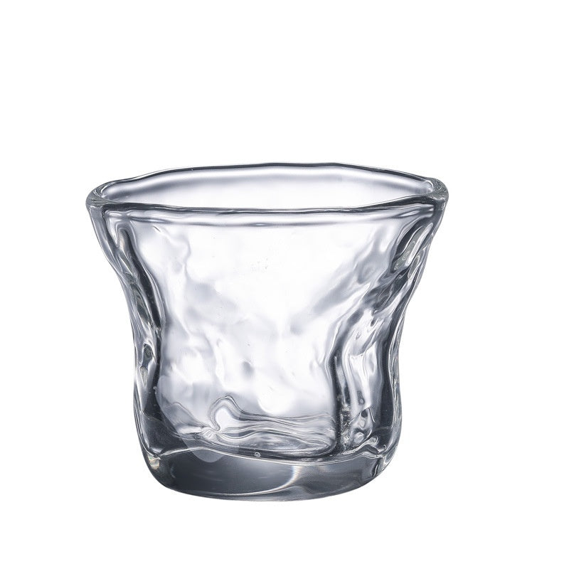 Heat-Resistant Glass Teacup Set with Hammered Pattern - Thick Tea Cups