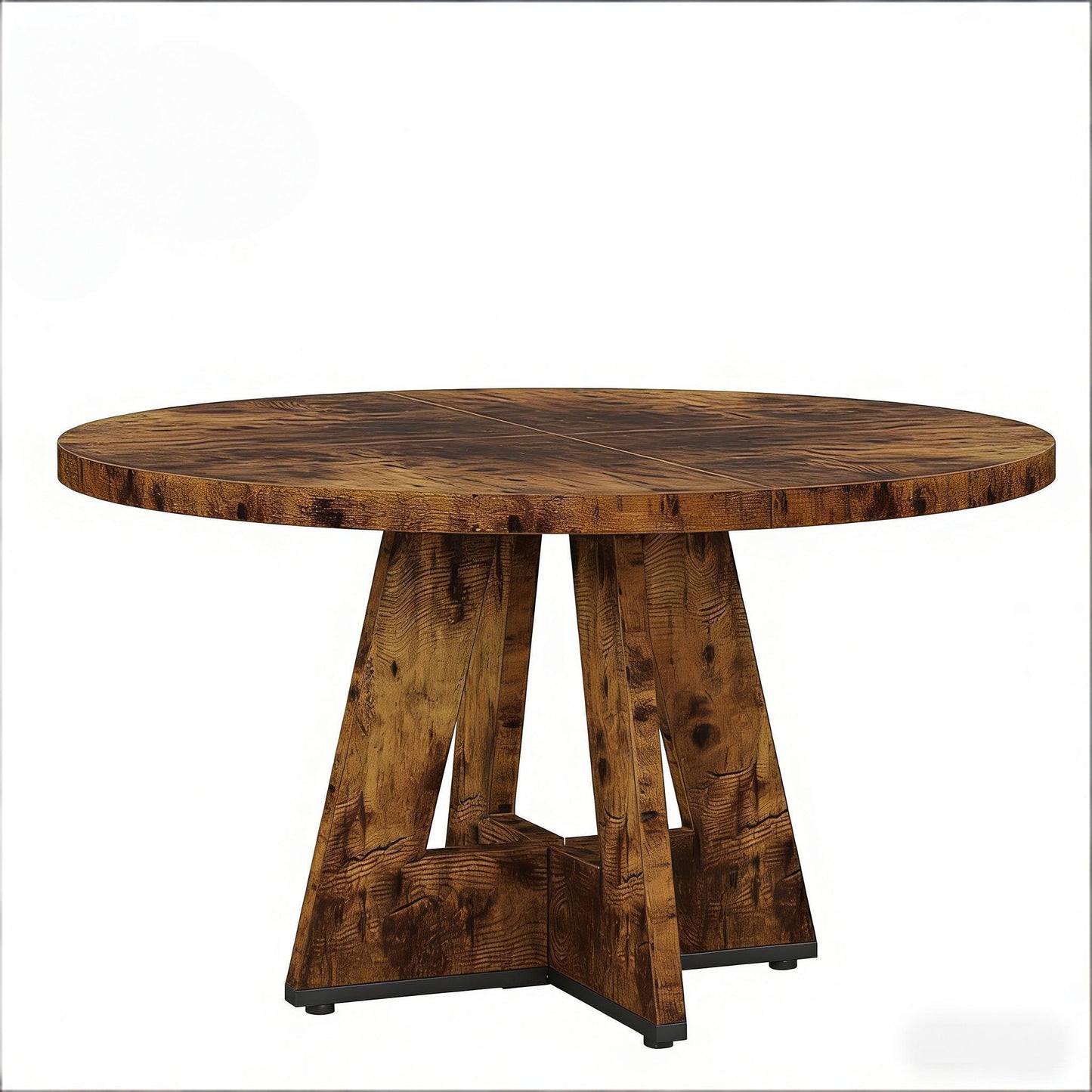 Rustic Brown Round Coffee Table - Farmhouse Design, 47-Inch