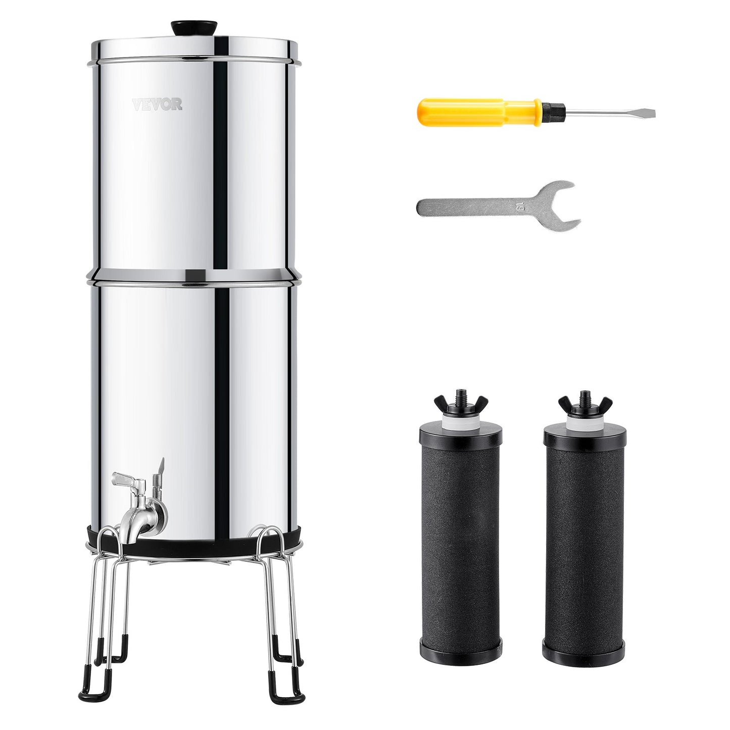 Gravity-Fed Water Filter System - Stainless Steel, 2 Filters