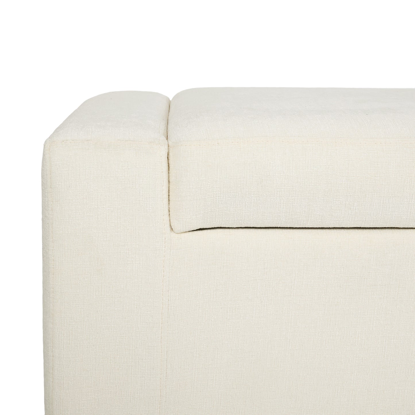 50-Inch White Storage Ottoman with Hinged Lid for Living Room & Bedroom