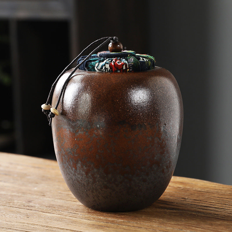 Coarse Ceramic Tea Caddy Airtight Canister for Pu-erh Tea Kitchen Storage