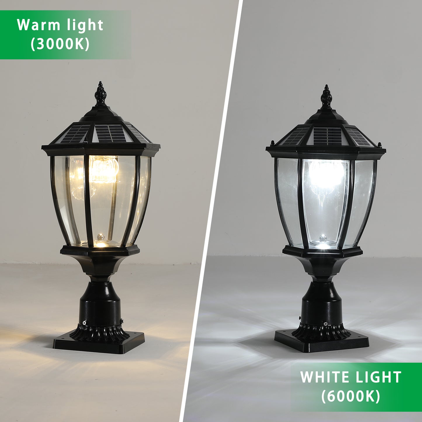 Black Solar Powered LED Outdoor Lantern 2-Pack Vintage Garden Lights for Pathways Yards and Patios