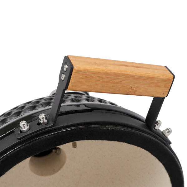 13in Round Charcoal Ceramic Grill Black for Outdoor Barbecue