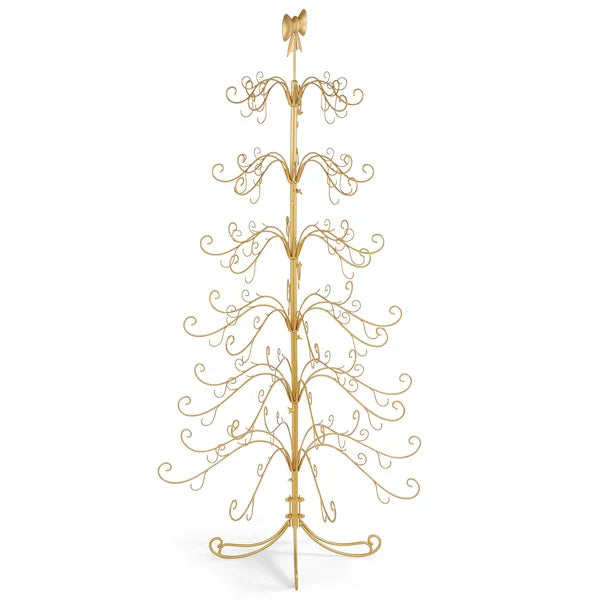 6ft Gold Iron Christmas Tree with Bow Topper - PVC Design