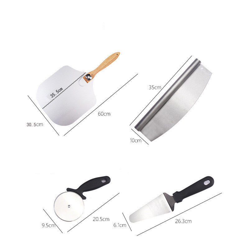 Multifunctional Aluminum Pizza Shovel & Cutter Set - Stainless Steel
