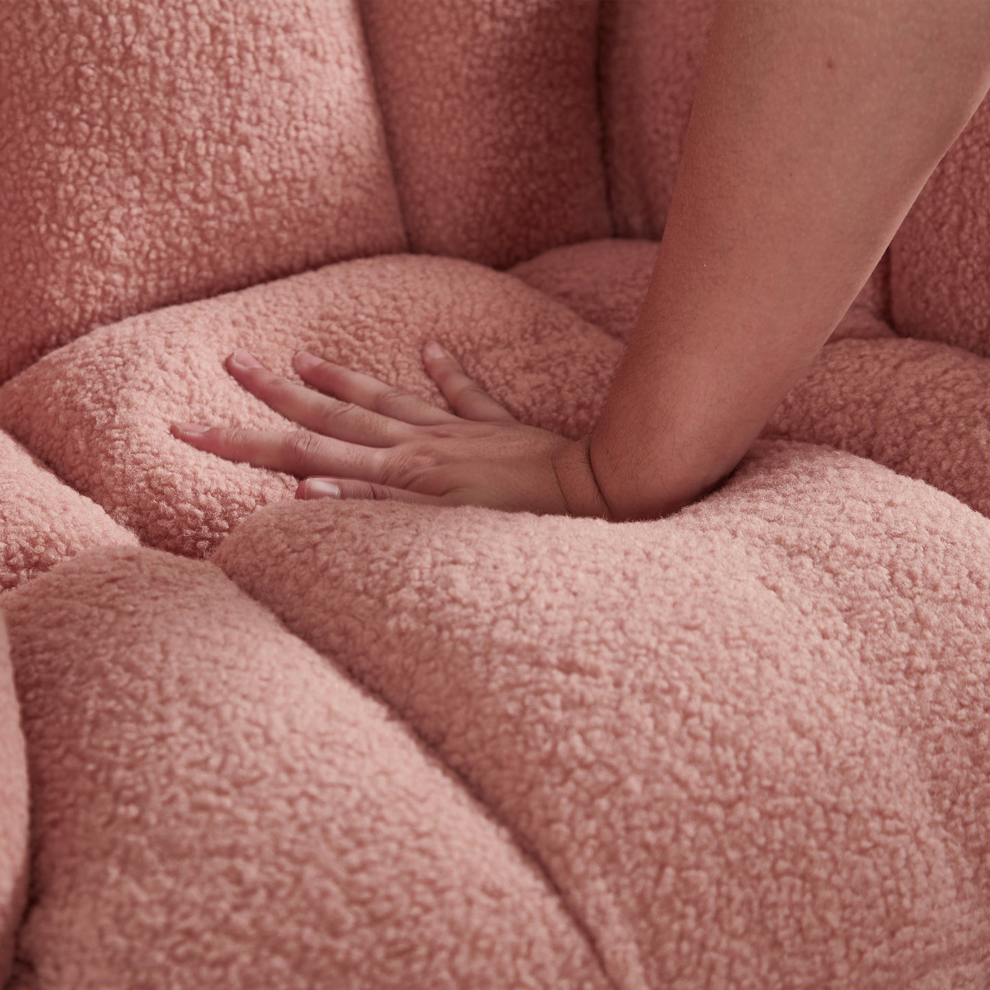 Tufted Upholstered Teddy Fabric Rocking Chair - Pink