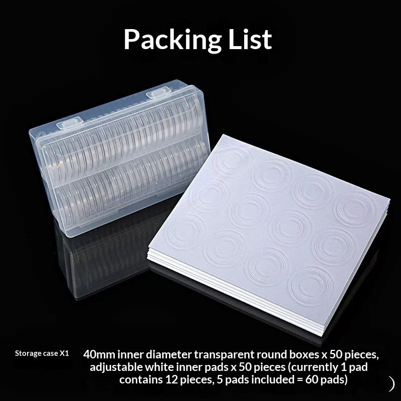 50-Piece 40mm Coin Storage Box Set for Memorial Medals - Home Organization