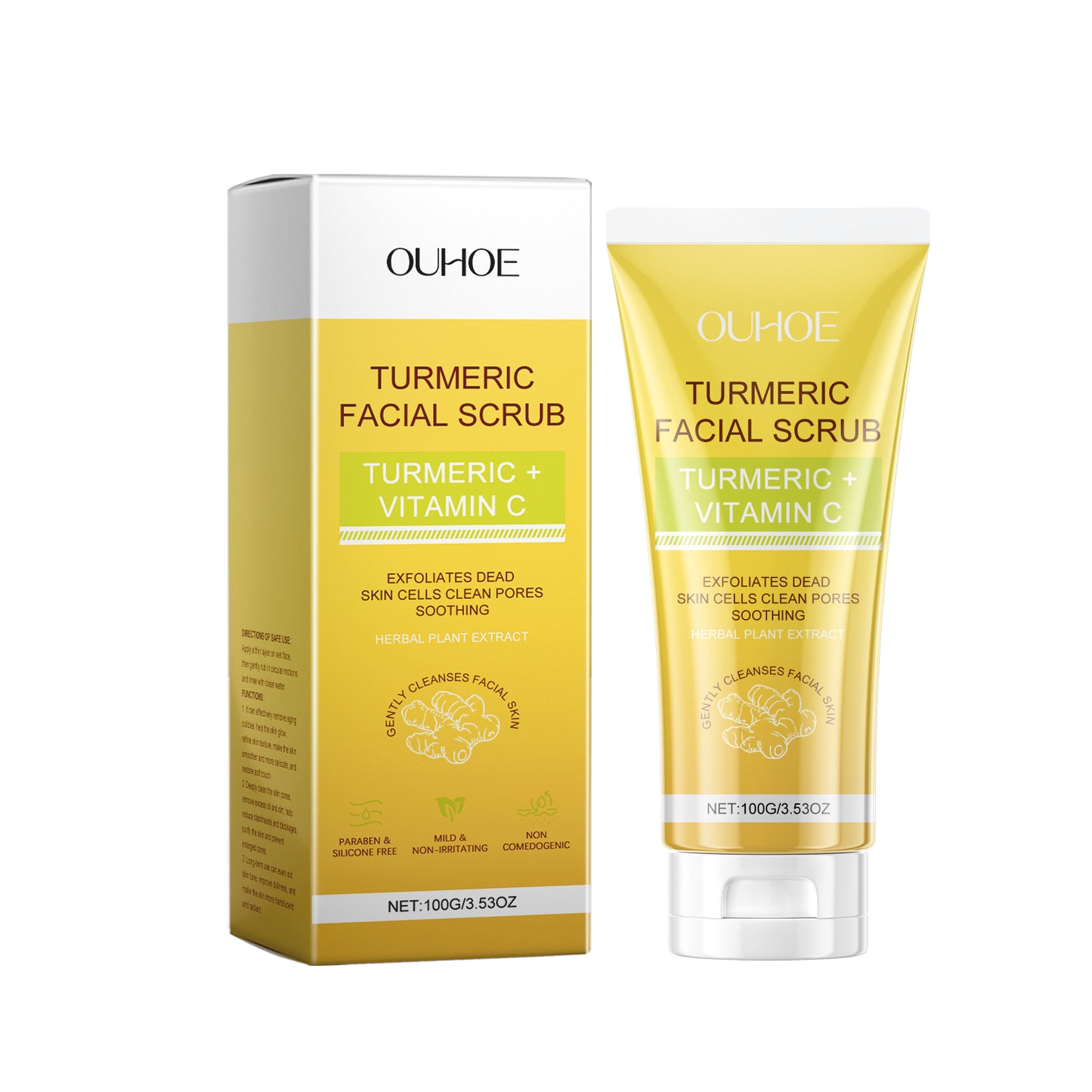 Turmeric Exfoliating Facial Scrub with Aloe Vera & Walnut Shell - 100g