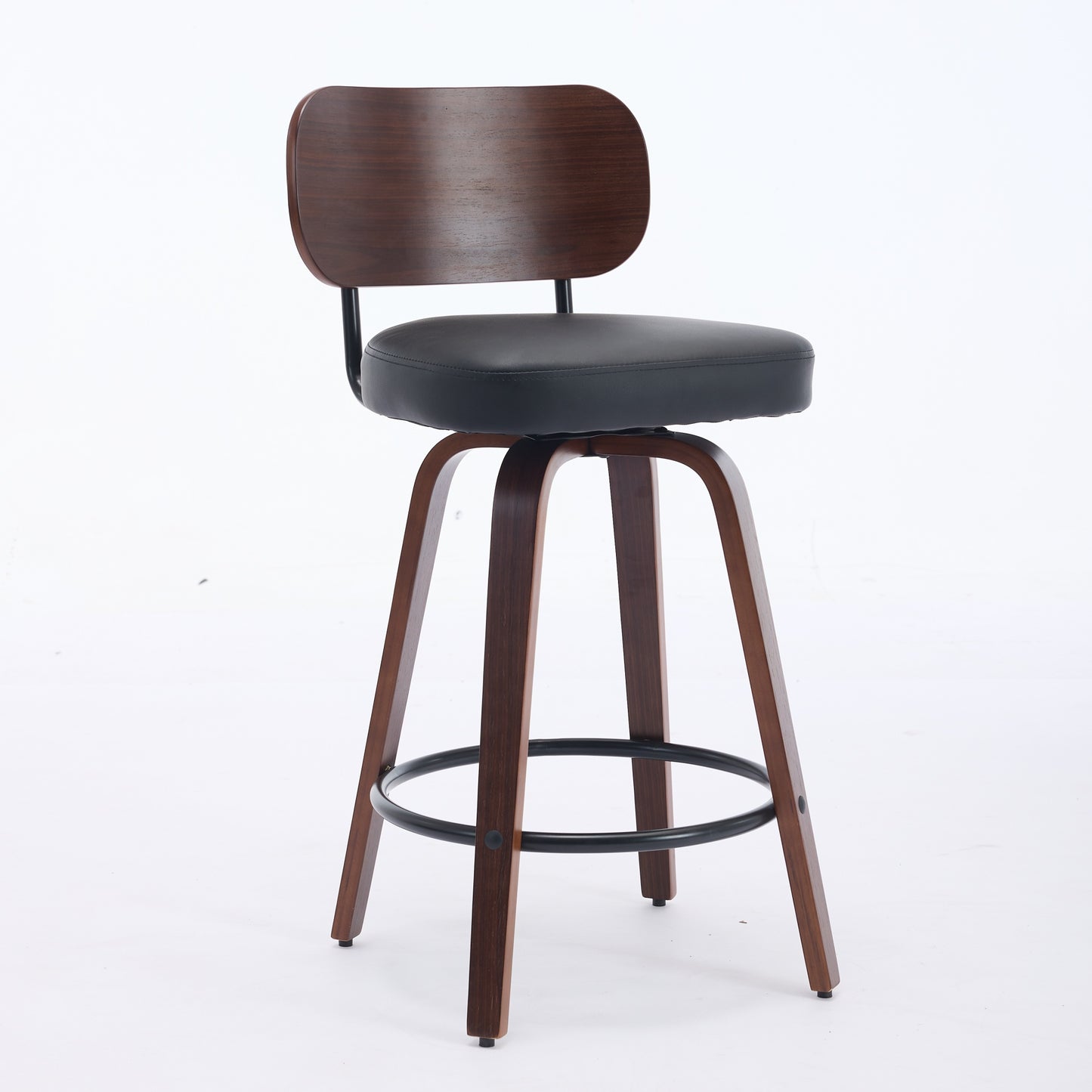 Swivel Bar Stools Set Of 2, 26 Upholstered Faux Leather Counter