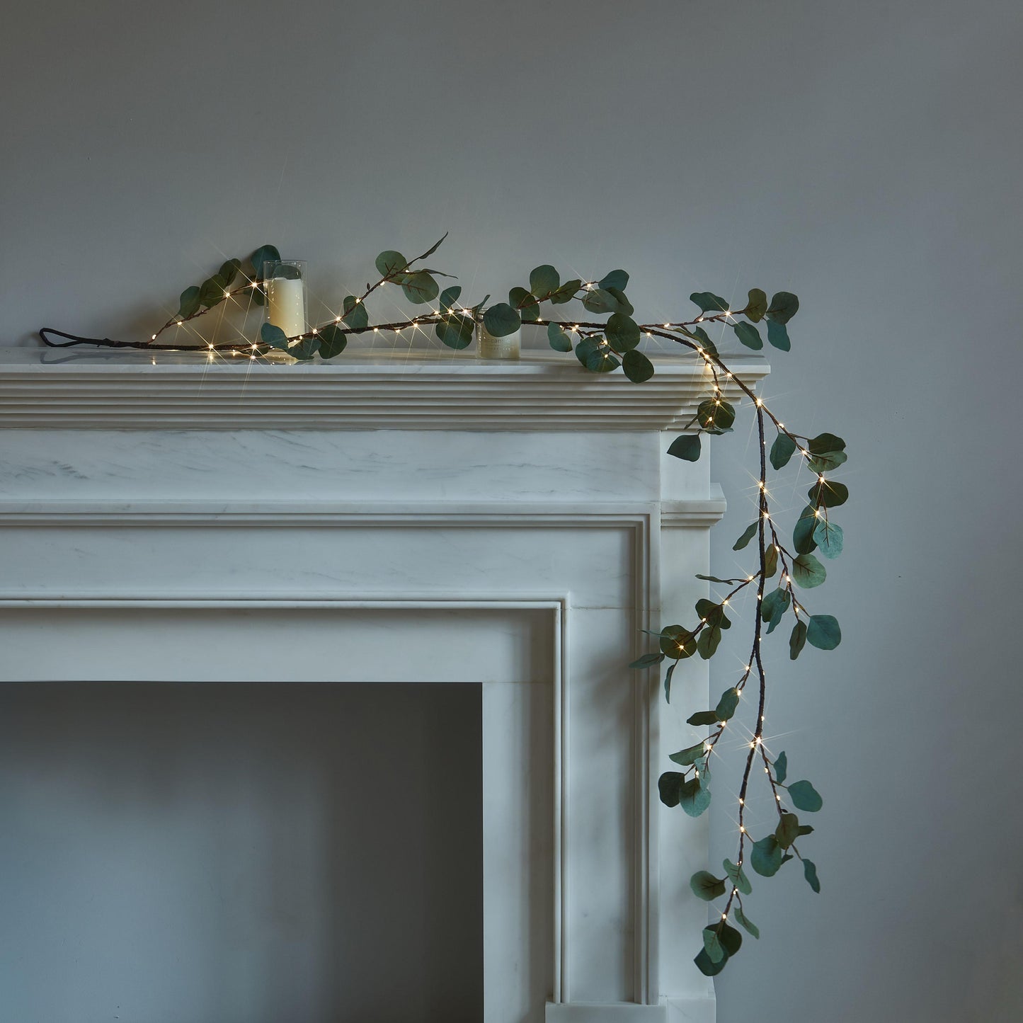 Eucalyptus Leaf Wreath with LED Lights - 72-Inch Decorative Light