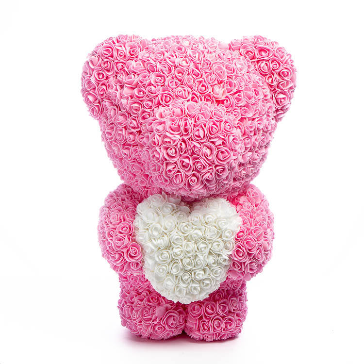 Immortal Rose Bear Heart Gift - Handmade Floral Decoration for Home & Party