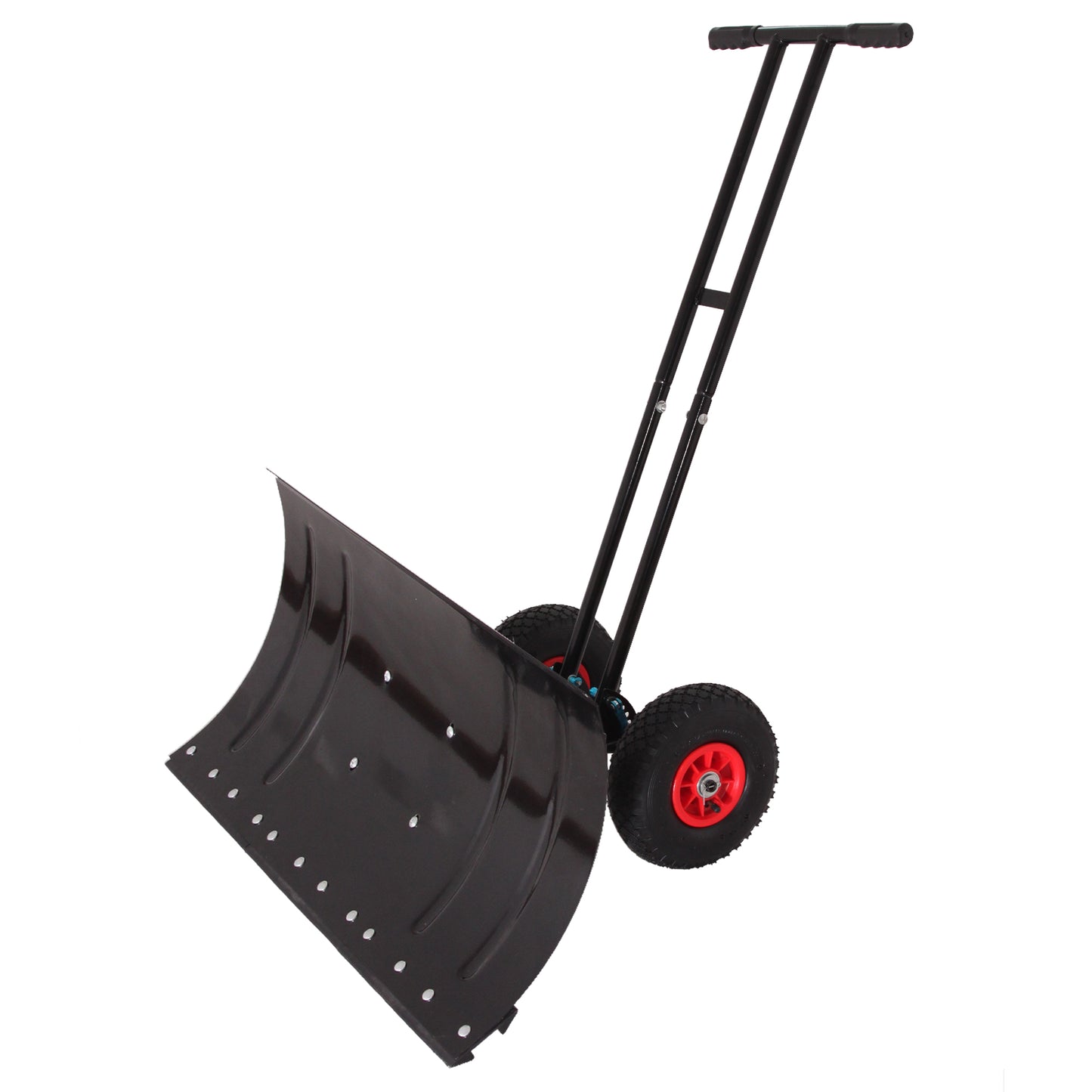 30-Inch Wide Metal Snow Plow with Adjustable Handle & Dual Wheel Options
