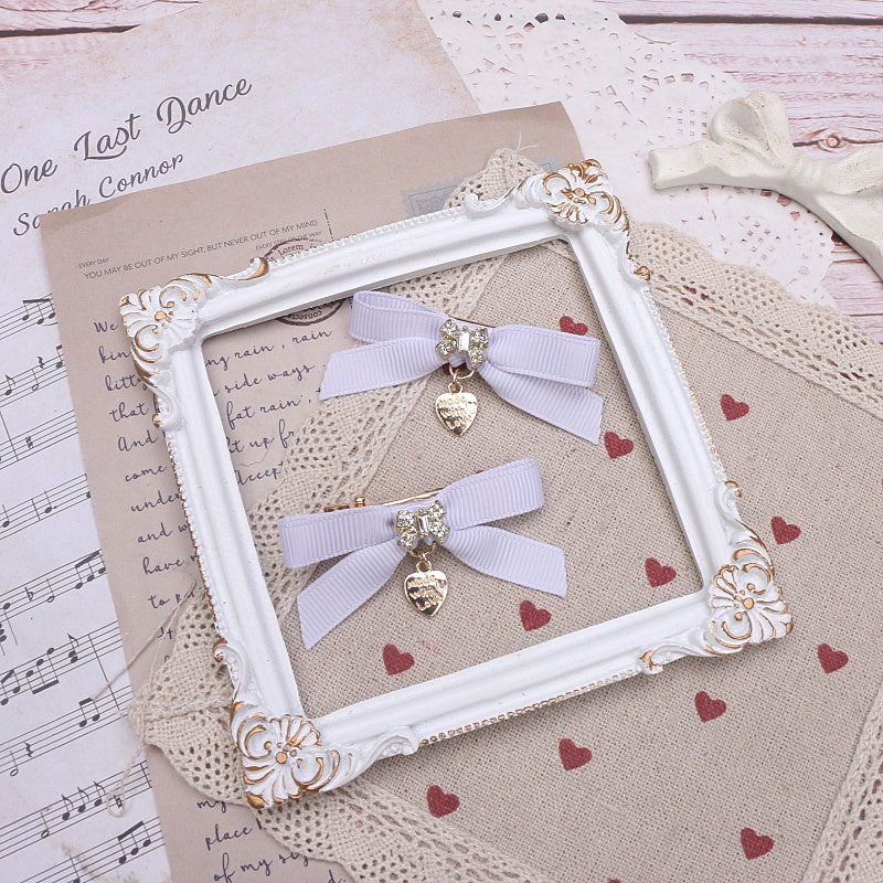 Rhinestone Bow Hair Clips - Small Bowknot Pair