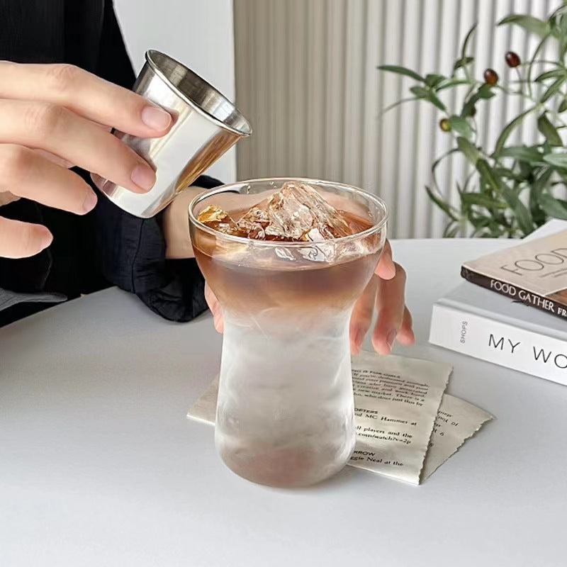 Ins Style Glass Ice Coffee Cup - 400ml Borosilicate Drinkware