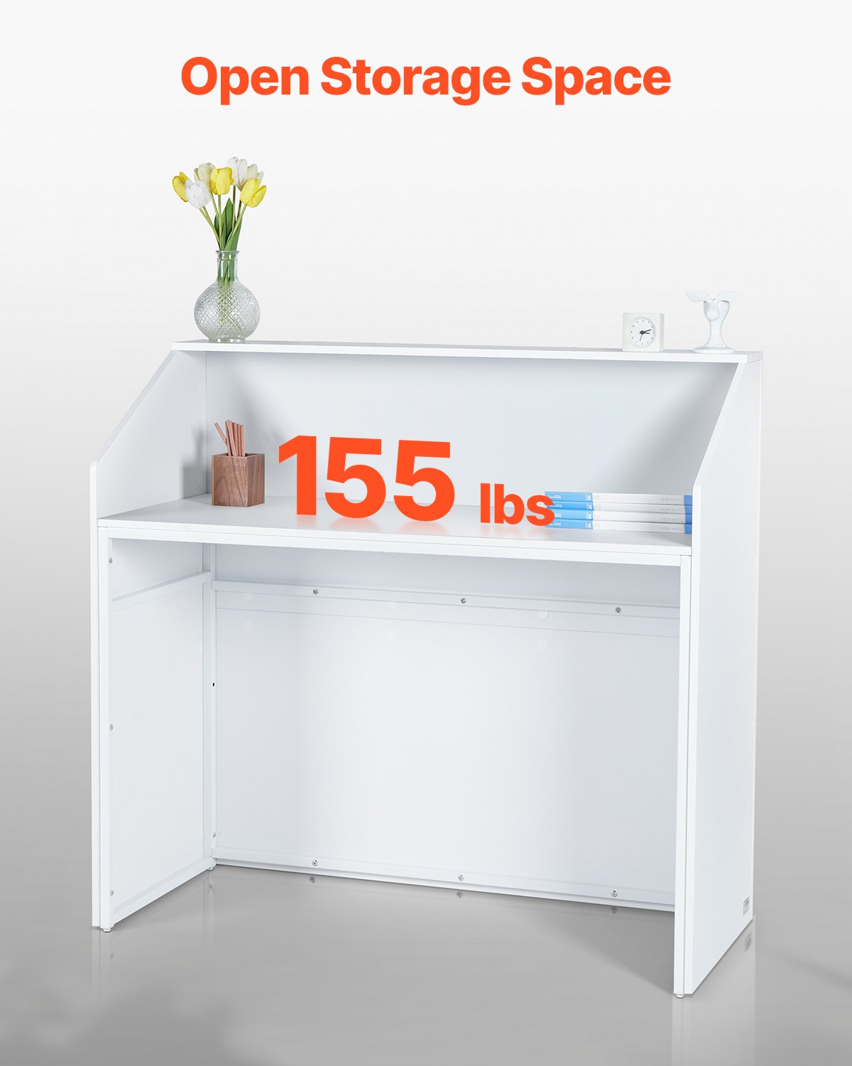 Reception Desk - 46 Inch Rectangular Front Counter Table in White
