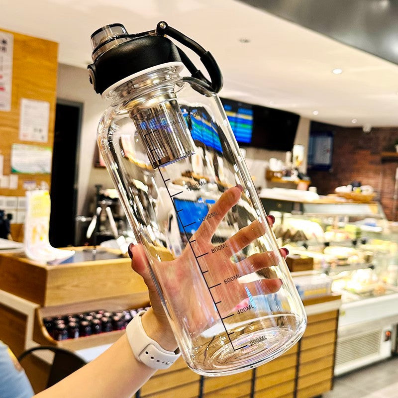 Extra-Large Glass Cup with Tea-Water Separation | Multi-Size & Color