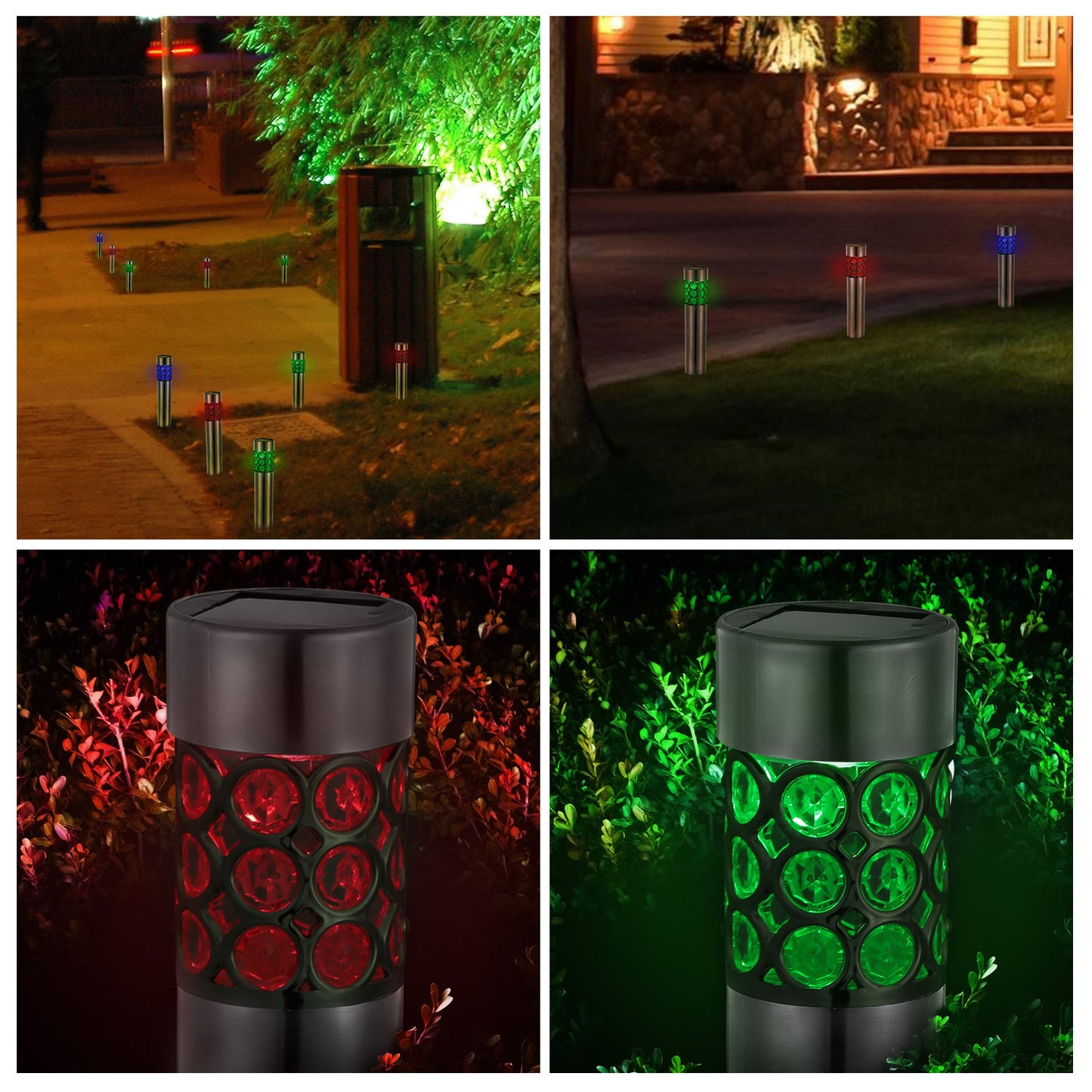 6Pcs Solar Pathway Lights Waterproof RGB Garden Walkway Lighting