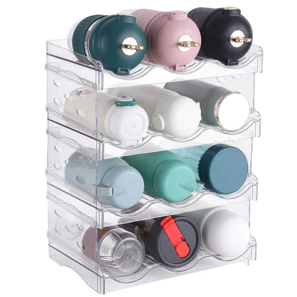 Stackable 4-Tier Bottle Storage Organizer for Kitchen & Fridge