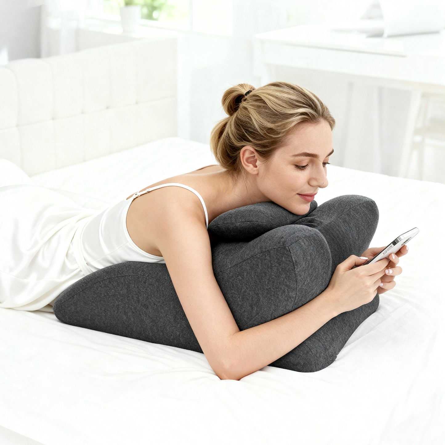 Ergonomic Spinal Posture Support Bed Pillow - Grey
