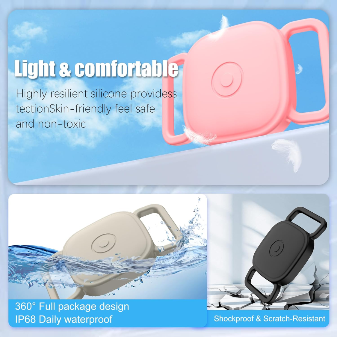 Waterproof Pet Tracker Collar Holder for Tile Mate - Soft Silicone, Anti-Lost, Fits Dogs & Cats
