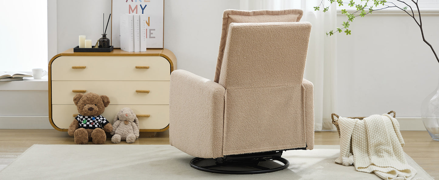 Swivel Rocker Recliner Chair - Teddy Fleece Oatmeal