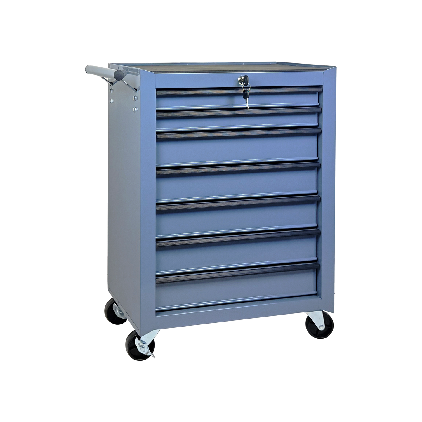 7-Drawer Rolling Tool Storage Cabinet with Detachable Top Box - Steel Garage Cart, Lockable Wheels, Adjustable Shelf, Titanium Cold Grey