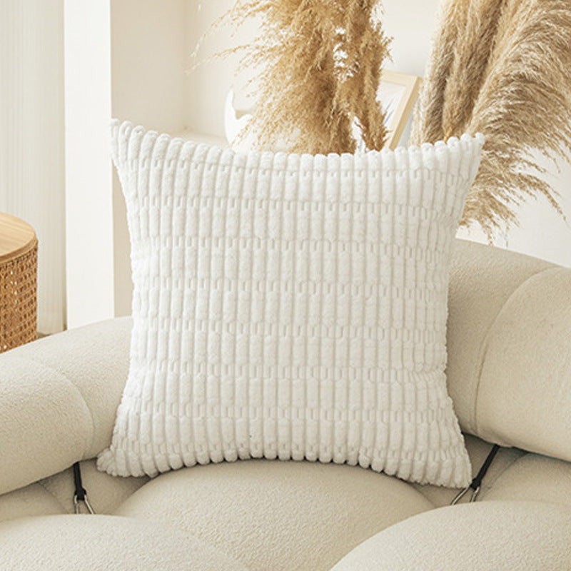 Boho Striped Throw Pillow Covers Plush Fabric Cushion Covers for Sofa & Bed