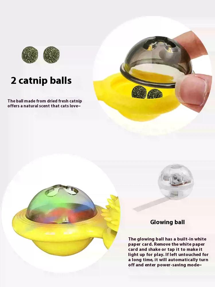 Interactive Cat Toy Set with Windmill LED Ball, Suction Cup & Catnip, Indoor Exercise & Entertainment