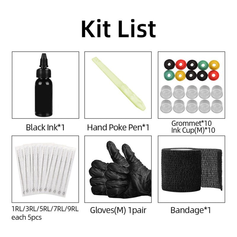 Hand Poke Tattoo Pen Kit with Ink & Needles