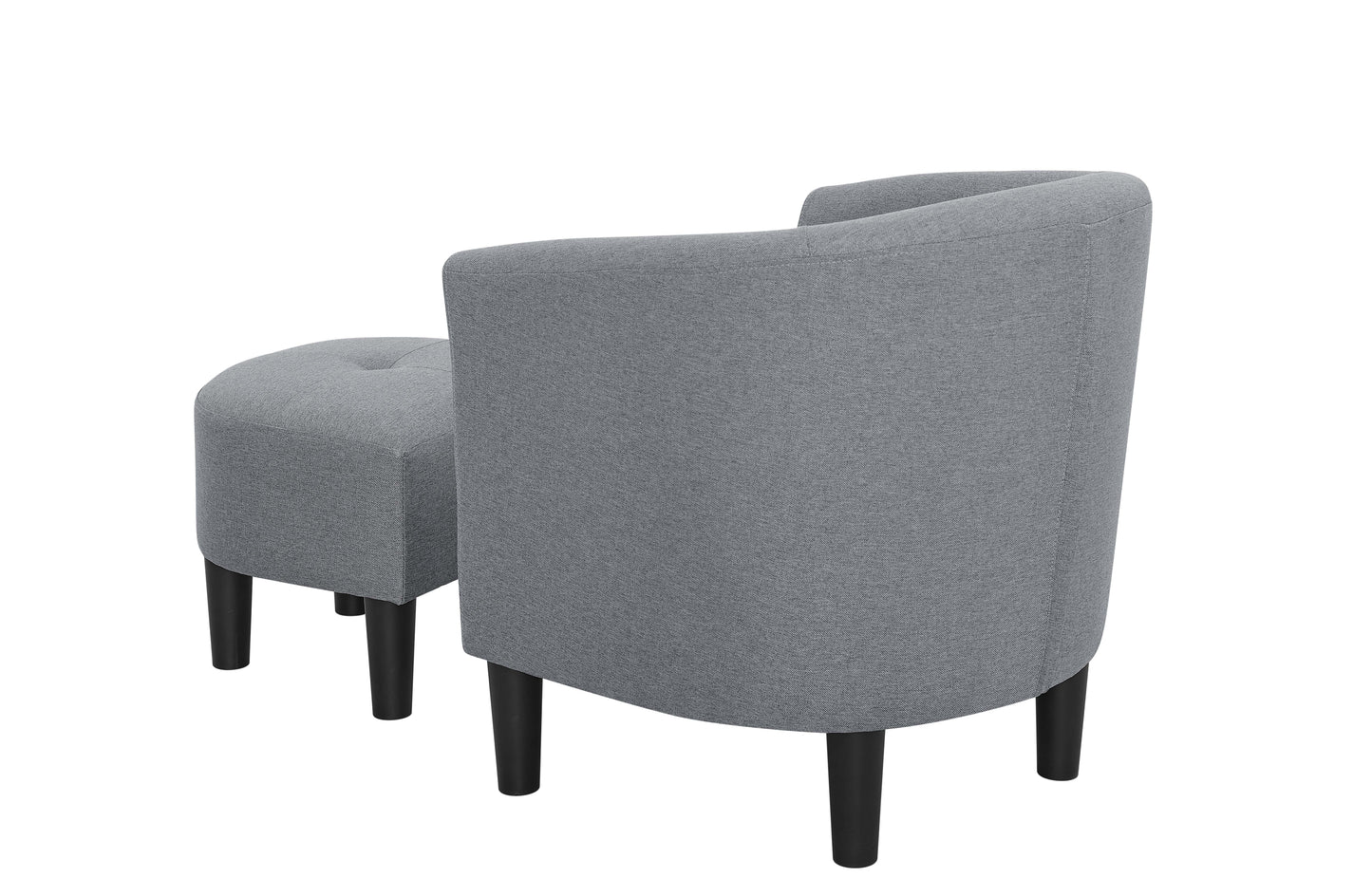 Gray Polyester Barrel Chair with Ottoman - 25.5" Wide