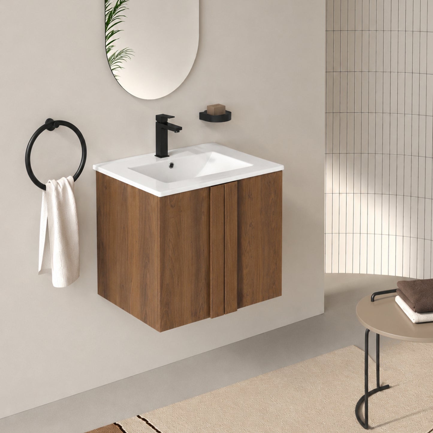 24" Floating Bathroom Vanity with Sink - Brown Ebony