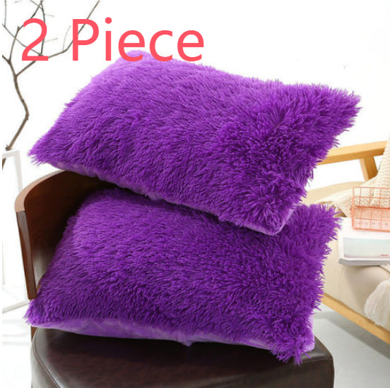 Winter Plush Pillowcase Set - Fluffy Long Plush & Velvet Bedding