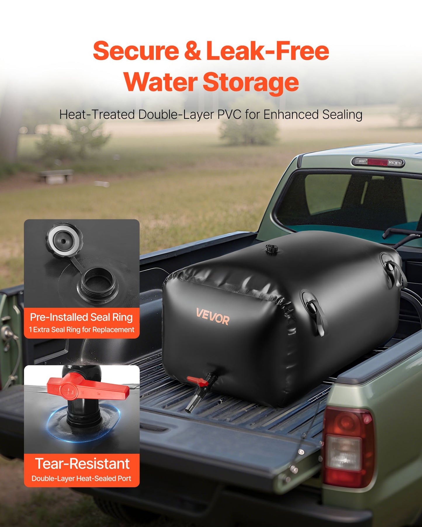 Collapsible Water Storage Bladder 63.4 Gal - Leakproof Garden & RV Tank