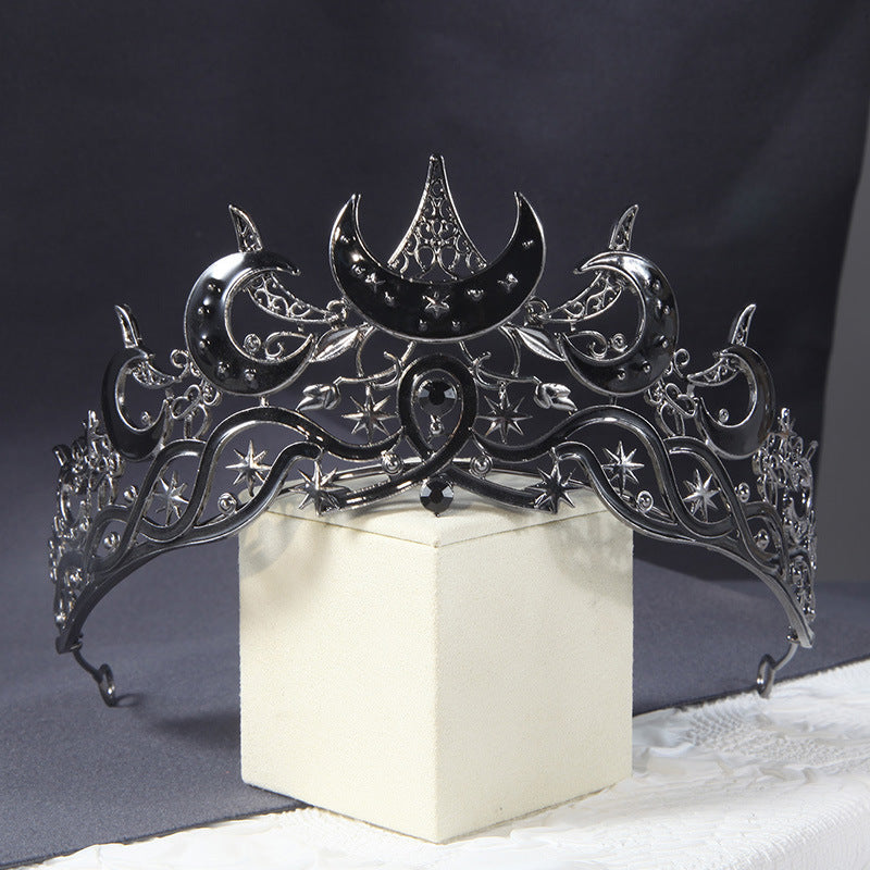 Crescent Moon Bridal Crown - Rhinestone Wedding Headpiece