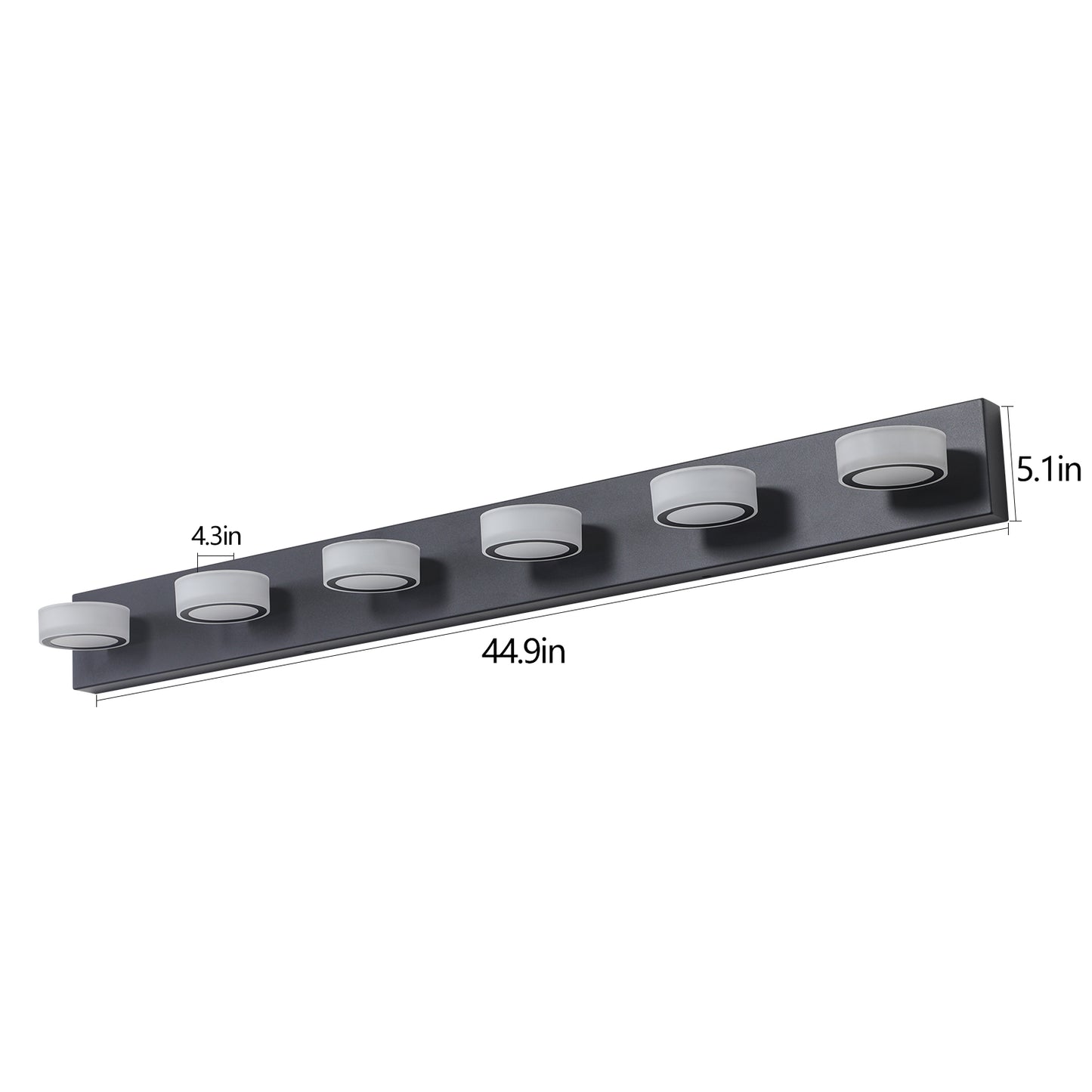 36W Dimmable 6-Light LED Vanity Light Fixture - Black