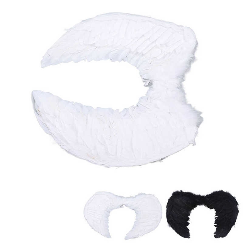 Feather Angel Wings for Christmas Stage Performances - Black & White