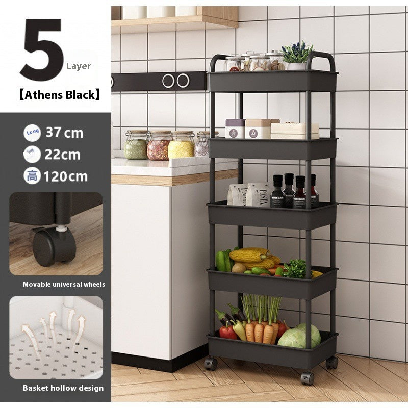 Multi-Layer Mobile Kitchen Trolley Rack with Wheels - Storage & Organization