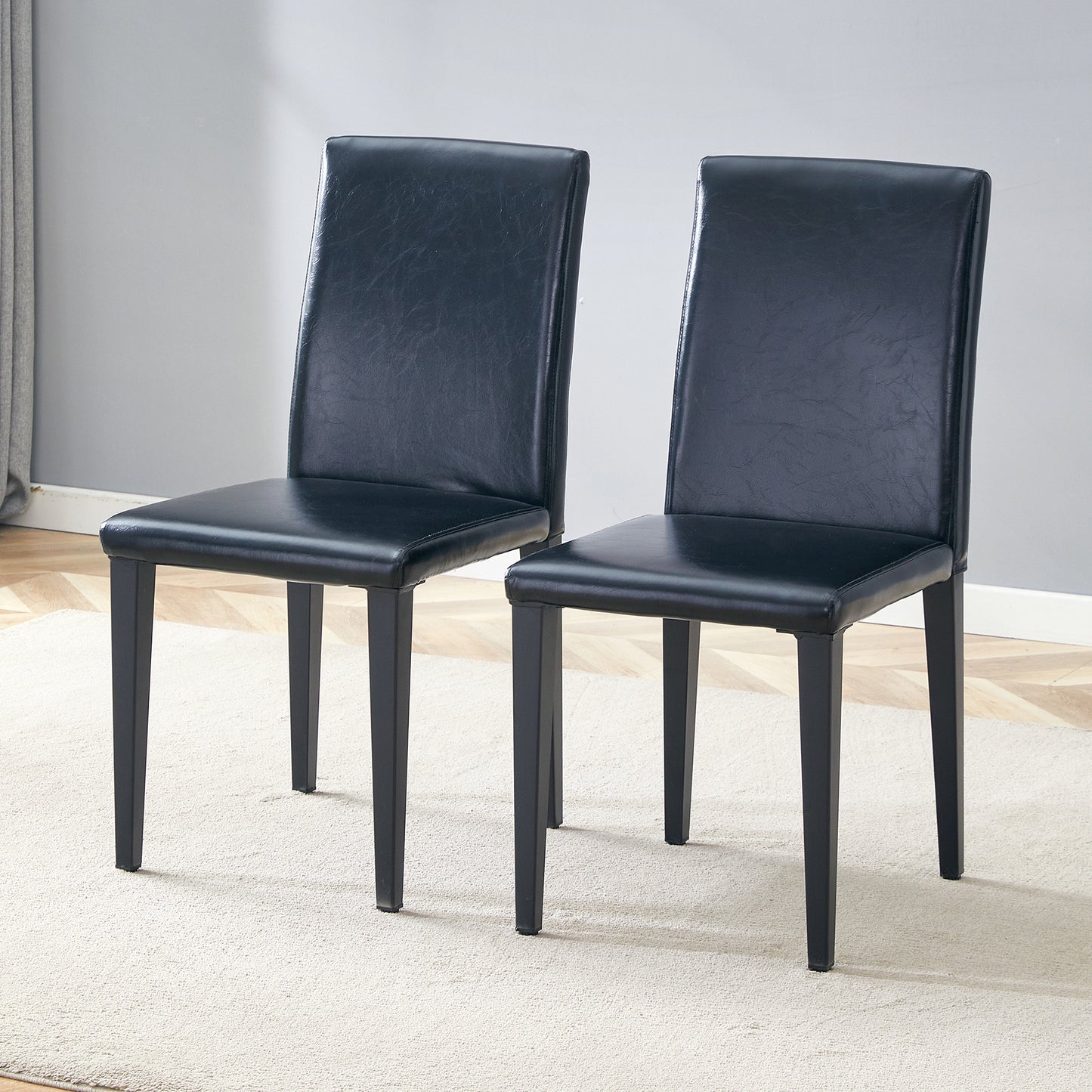 Two Black PU Dining Chairs, Simple And Versatile, Comfortable