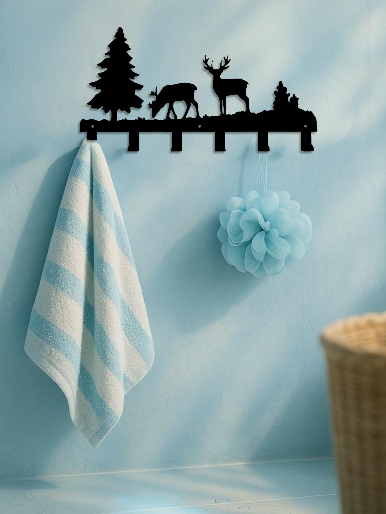 Metal Elk Key Hook Rack - Wall Organizer for Entryway Decor