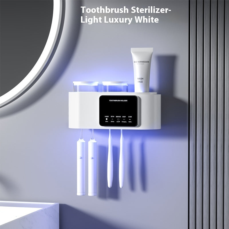 UV Toothbrush Sterilizer Storage Box with UV Sanitization and Multiple Cups