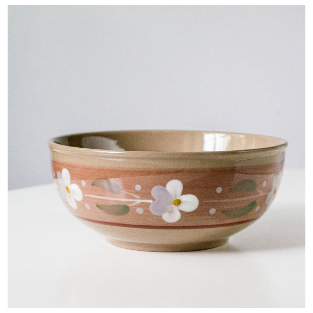 Hand Painted Ceramic Soup Bowl - Creative Flower Design, 7 Inch Multi-Color