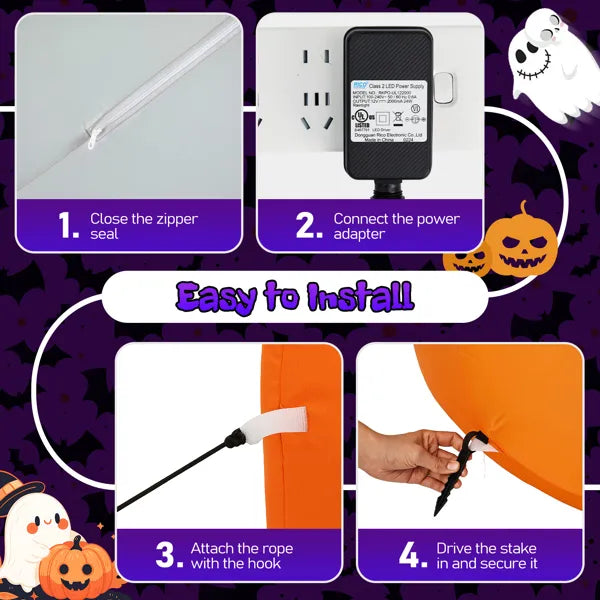 8FT Halloween Inflatable Pumpkin Ghost Decoration with LED Lights