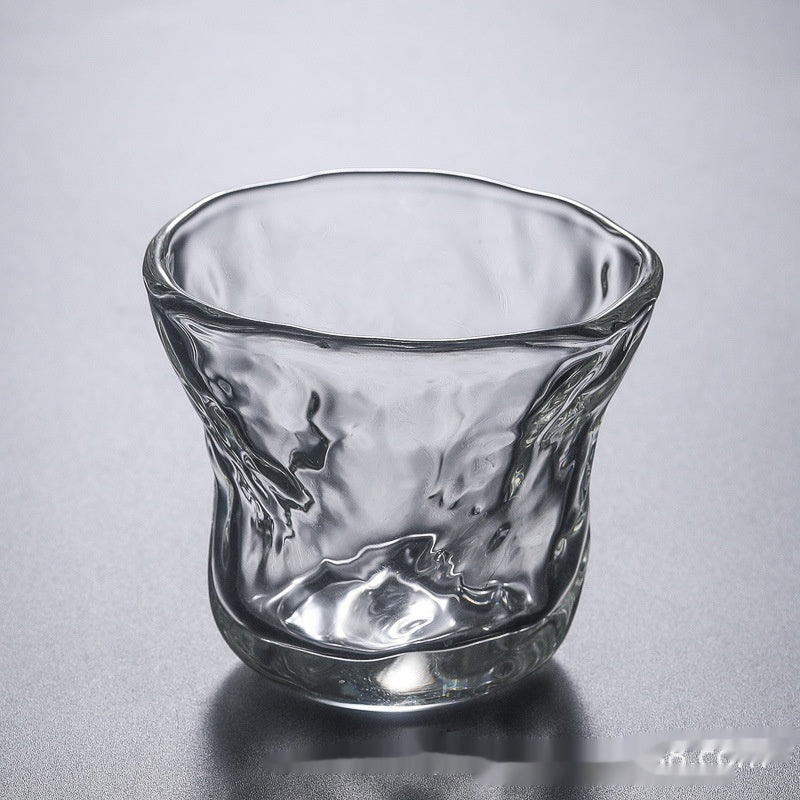 Heat-Resistant Glass Teacup Set with Hammered Pattern - Thick Tea Cups
